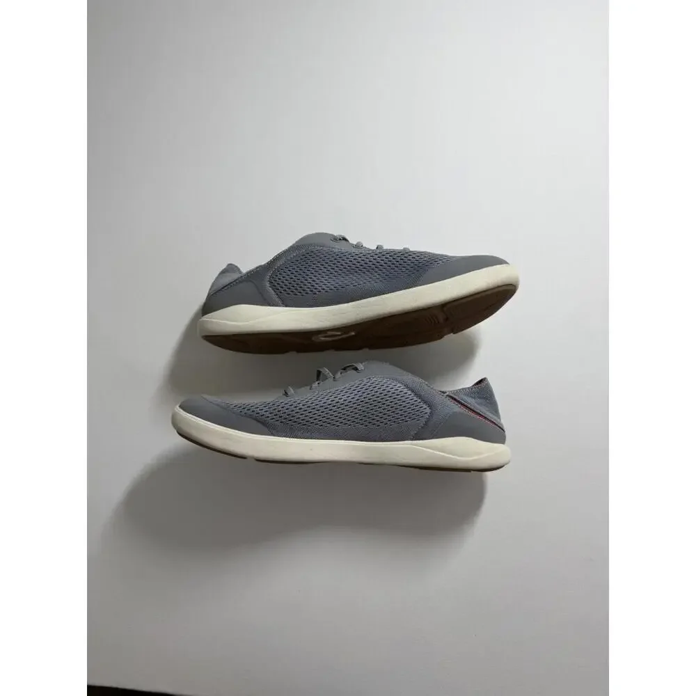 Olukai Moku Pae Shoes Sneakers Men's 10 Gray Mesh Slip On Casual Boat Loafers - Picture 2 of 7